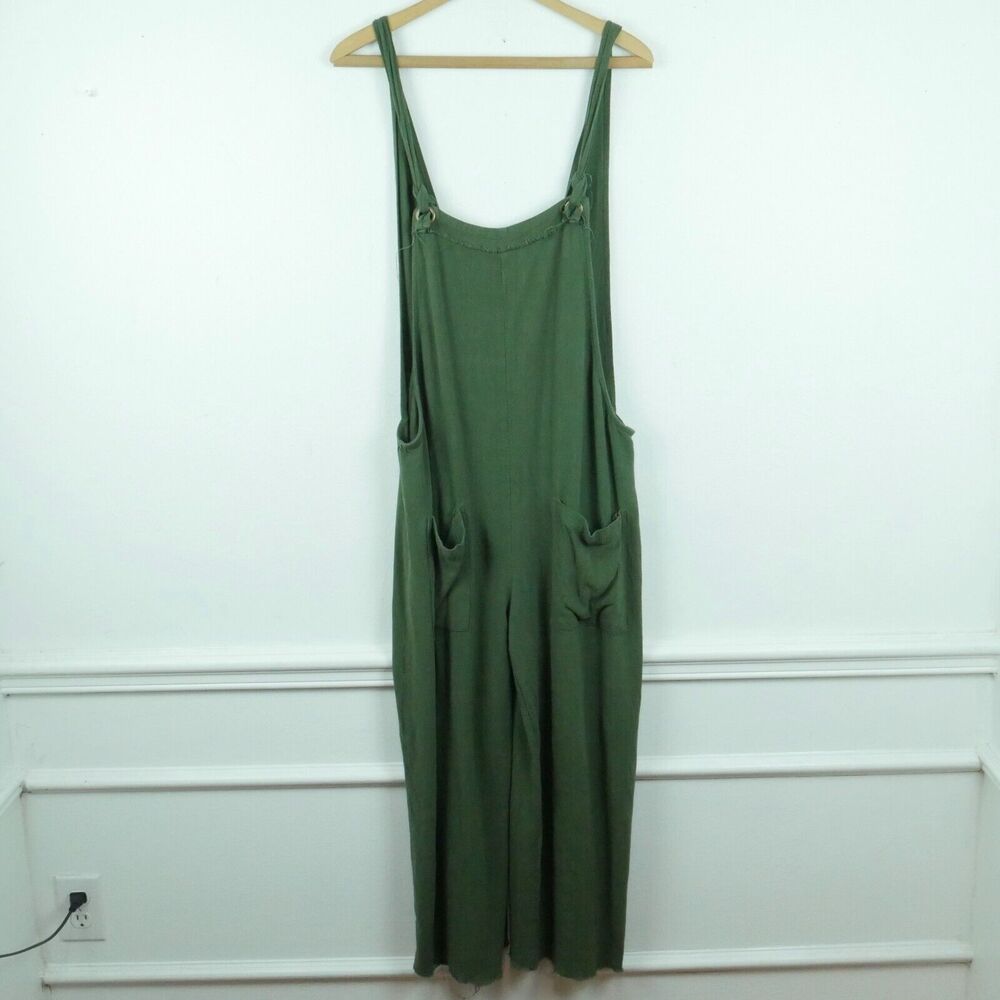 Natural Life Medium Overalls Carly Jumpsuit Linen Blend Olive Green Relaxed Boho